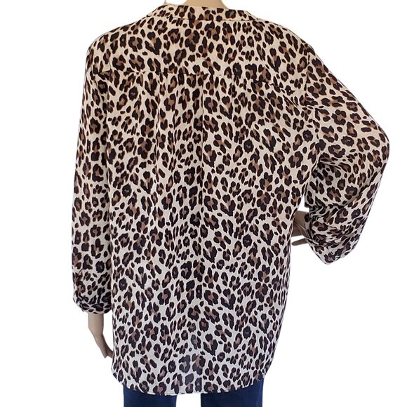 VINCE CAMUTO Leopard Print Tunic Blouse Top Women's XL 3/4 Sleeve Lightweight - Picture 11 of 11